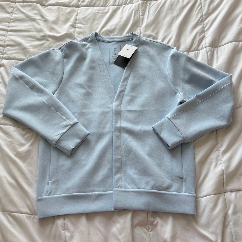 NWT Nike 24.7 Dri-FIT Training Cardigan Mens Medium Tall Light Blue Luxury
